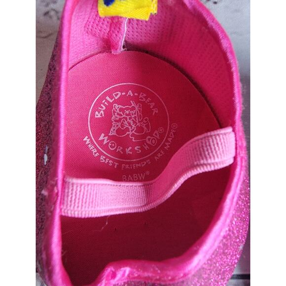 Build A Bear Workshop Fuchsia Glitter Sparkle Slip On Mary Janes Shoes - Picture 4 of 6